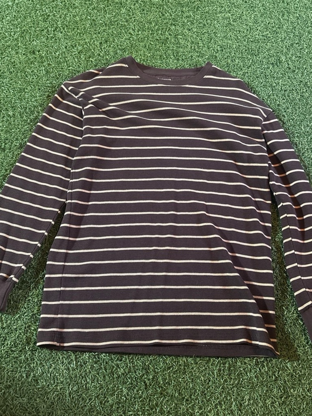 Architect Striped Long Sleeve Crewneck Shirt - Brown & Cream